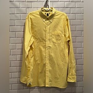LANDS END men long sleeve yellow shirt/size XL